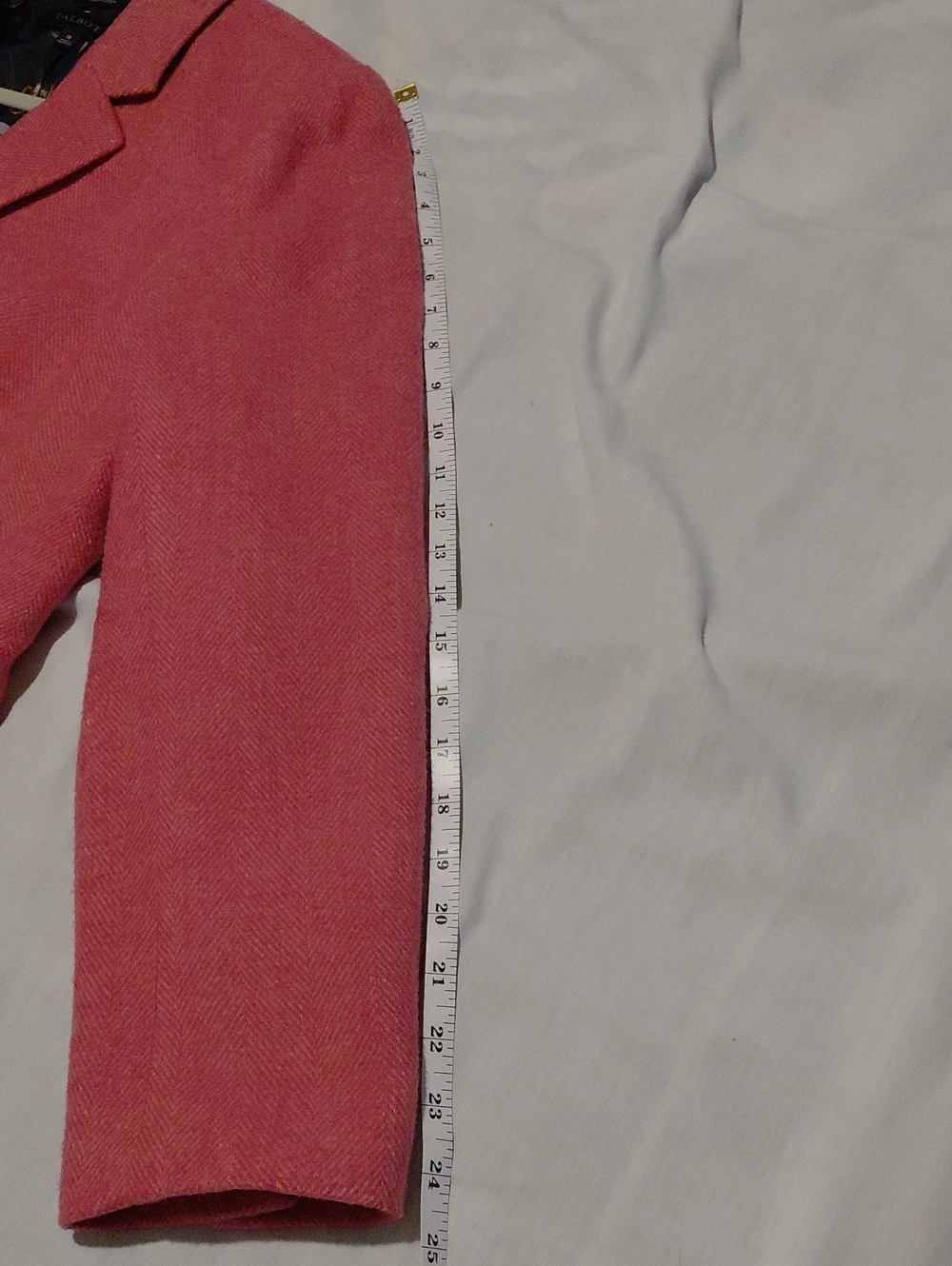 Talbots Aberdeen Line Pink/Salmon Herringbone Womens Blazer Metal Buttons Wool - Picture 10 of 12